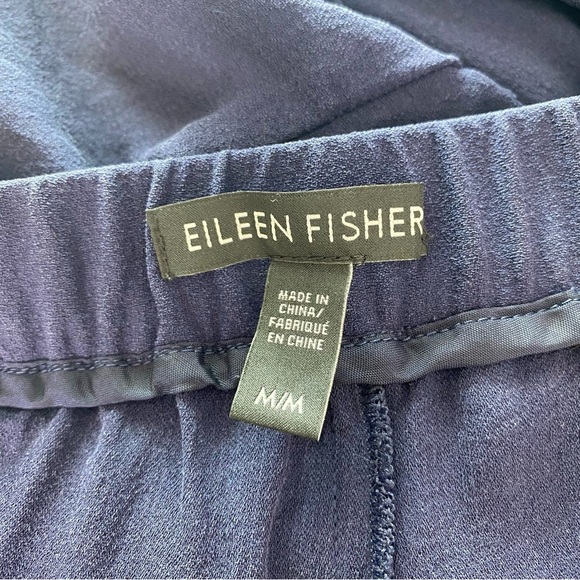 Eileen Fisher Midnight Navy Silk Pull On Ankle Pants - Picture 9 of 11